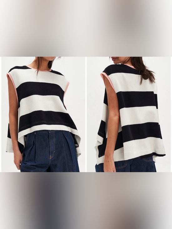 Free People Tops - NWOT Free People Walcott Sweatshirt - black and white combo - Medium